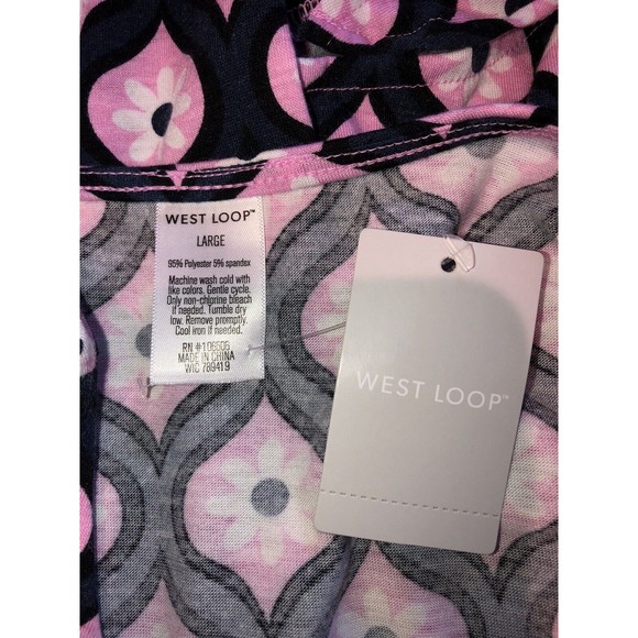 NWT NEW West Loop Shirt Size L Pink White Floral Print Ruffle Sleeve Soft Tunic - Picture 7 of 9